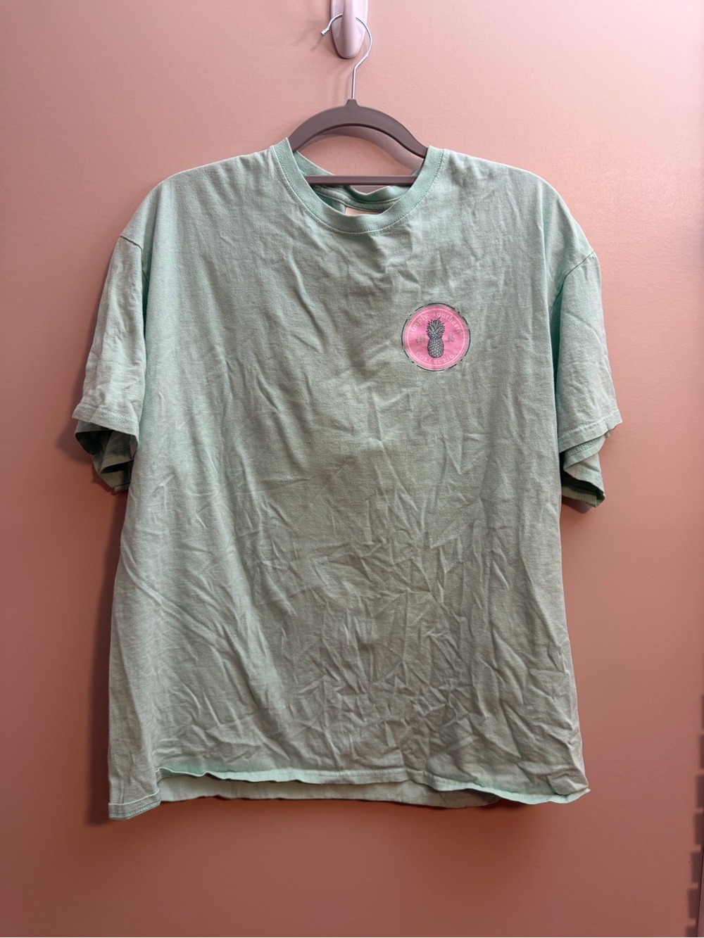 Simply Southern Mint Green Short Sleeve Tee with Pink Pineapple Patch